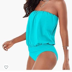 Blue tube style one piece bathing suit sz XL